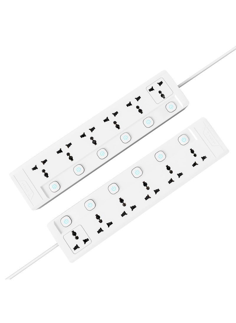 Cablet Cablet 240 Volts 6 Way Extension Board 6 Universal Socket 6 Switch 10A and 2500W 18m Heavy Duty Cable White Medium Cablet 606018  - Image 1