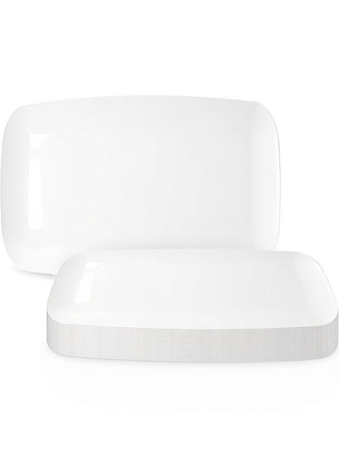 Smarty Had A Party Clear Plastic Rectangular Plates With Flat Raised Edge Design (10.6" x 5") - Pack Of 10 - Stylish & Disposable, Perfect for Parties, Entertaining, Events, & Home Use - Image 1