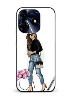 Protective Case Cover For Tecno Spark 10 Pro Stylish walking Girl Design Multicolour