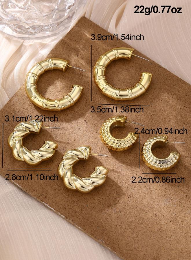 Take Two Set of 3 - Gold Hoop Earrings - Image 3