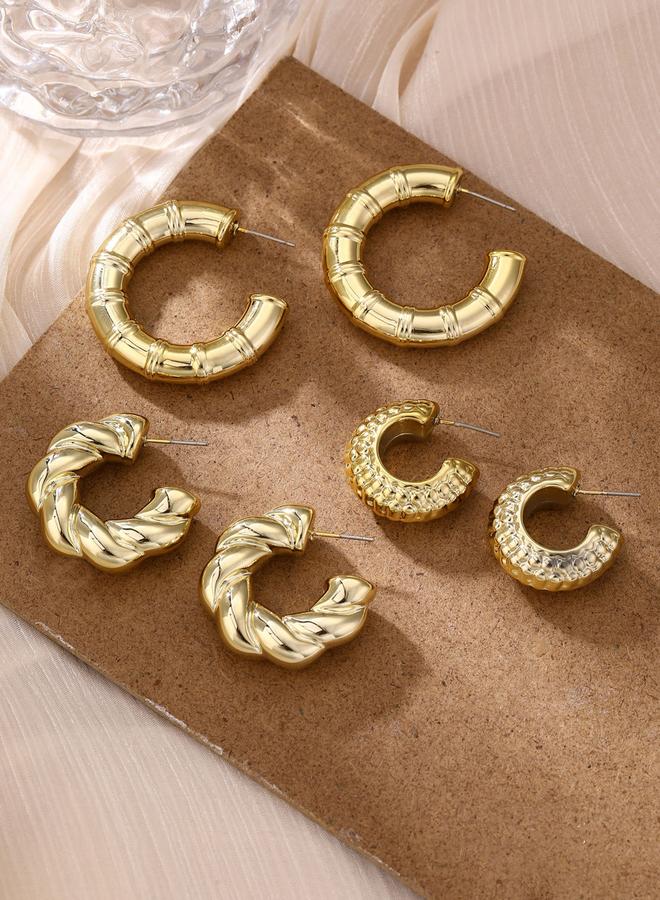 Take Two Set of 3 - Gold Hoop Earrings - Image 2