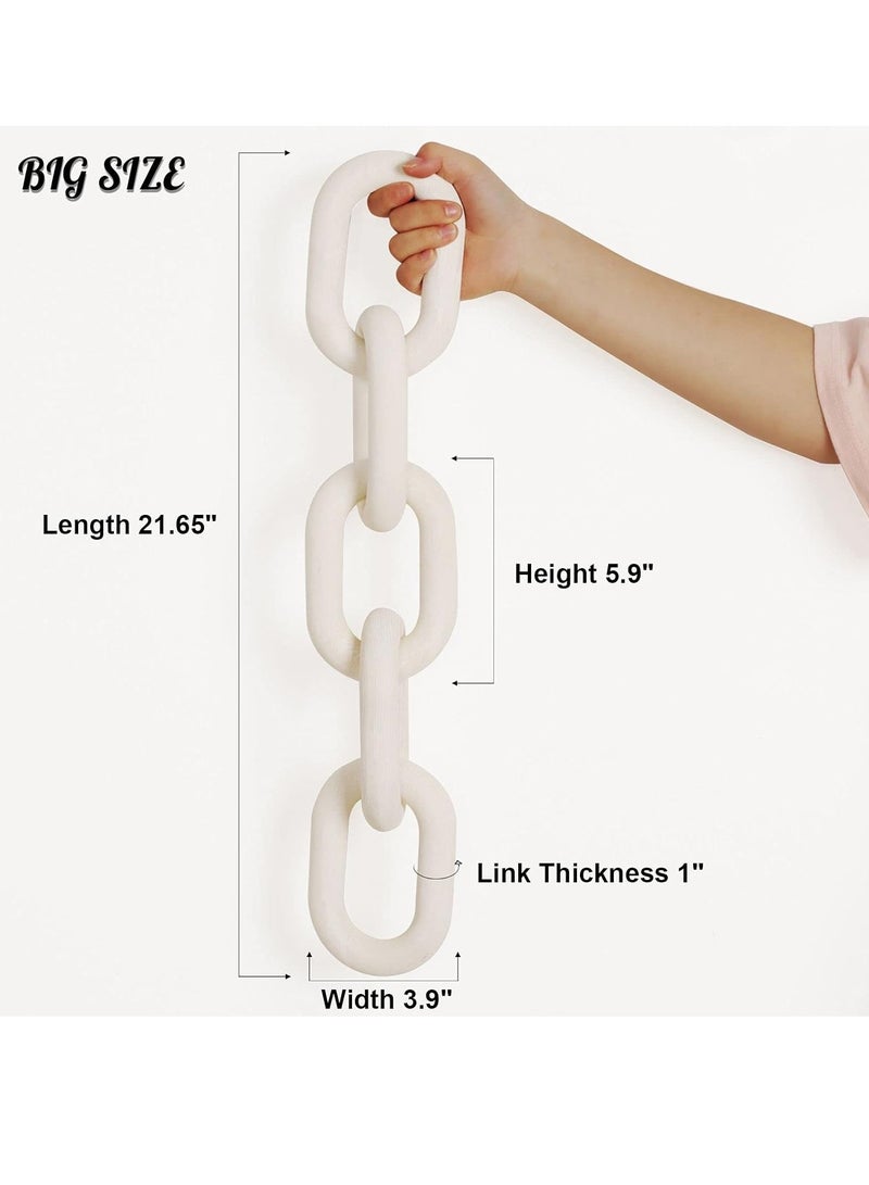 FFD Wood Chain Link Decor 22" Hand-Carved 5-Link Rustic Wooden Knot, Large Decorative Chain for Coffee Table, Living Room, Farmhouse, Shelf, and Console Tabl - Image 2