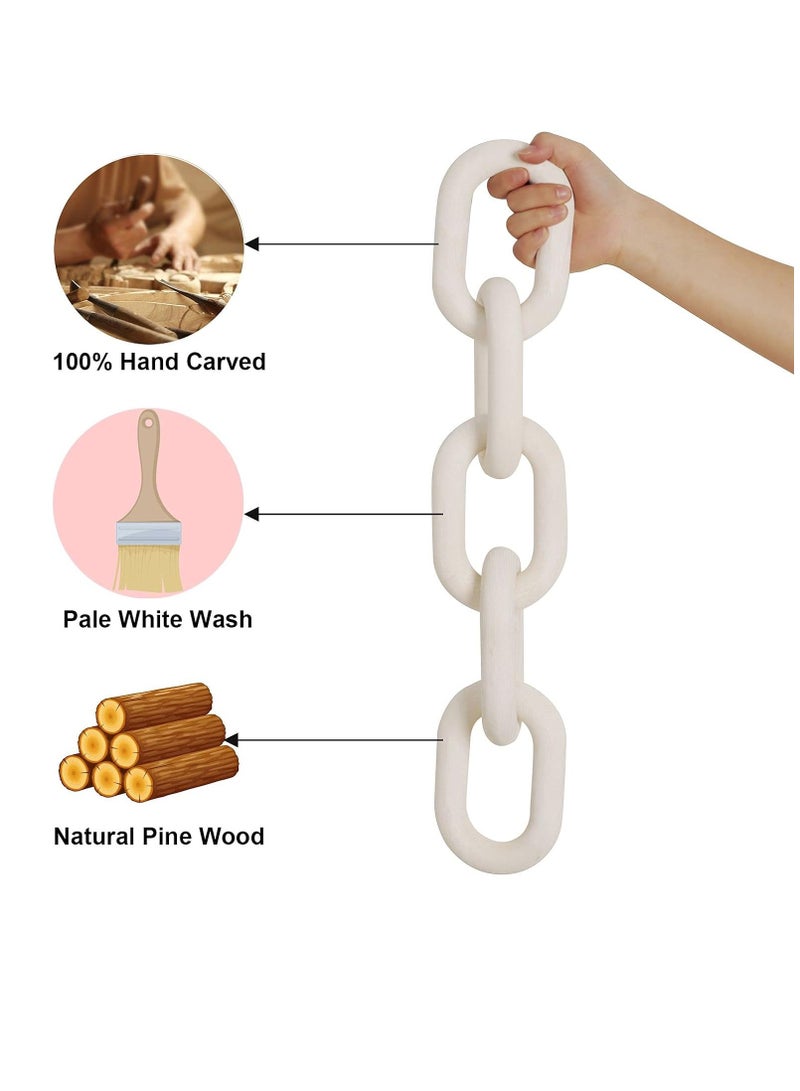 FFD Wood Chain Link Decor 22" Hand-Carved 5-Link Rustic Wooden Knot, Large Decorative Chain for Coffee Table, Living Room, Farmhouse, Shelf, and Console Tabl - Image 3