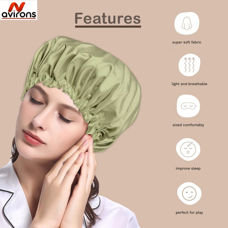 Avirons Satin Silk Hair Bonnet Cap |Silk Head Cap for Sleeping with free 3 Scrunches | Satin Bonnet for Curly Hair| Night Cap for Women Size: Standard | Fully Reversible Pure Satin Hair Bonnet - Image 4