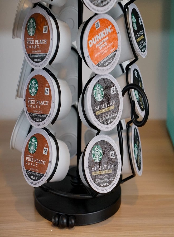 Made Easy Kit Carousel Coffee Pod Holder, Compatible with Keurig K-Pods K-Cups, Countertop Rack Storage Organizer, Metal Home and Kitchen Decor, Capsule Café Station Bar (Large, Black Cat) - Image 4