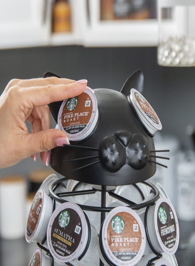 Made Easy Kit Carousel Coffee Pod Holder, Compatible with Keurig K-Pods K-Cups, Countertop Rack Storage Organizer, Metal Home and Kitchen Decor, Capsule Café Station Bar (Large, Black Cat) - Image 3
