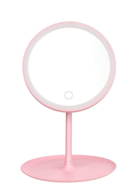Round Makeup Mirrors, Rechargeable Vanity Mirror with 48 LED Lights, 3 Color Lighting Modes Dimmable 90 Degree Rotation Touch Screen, Light Up Mirror for Travel, Portable Cosmetic LED Mirror