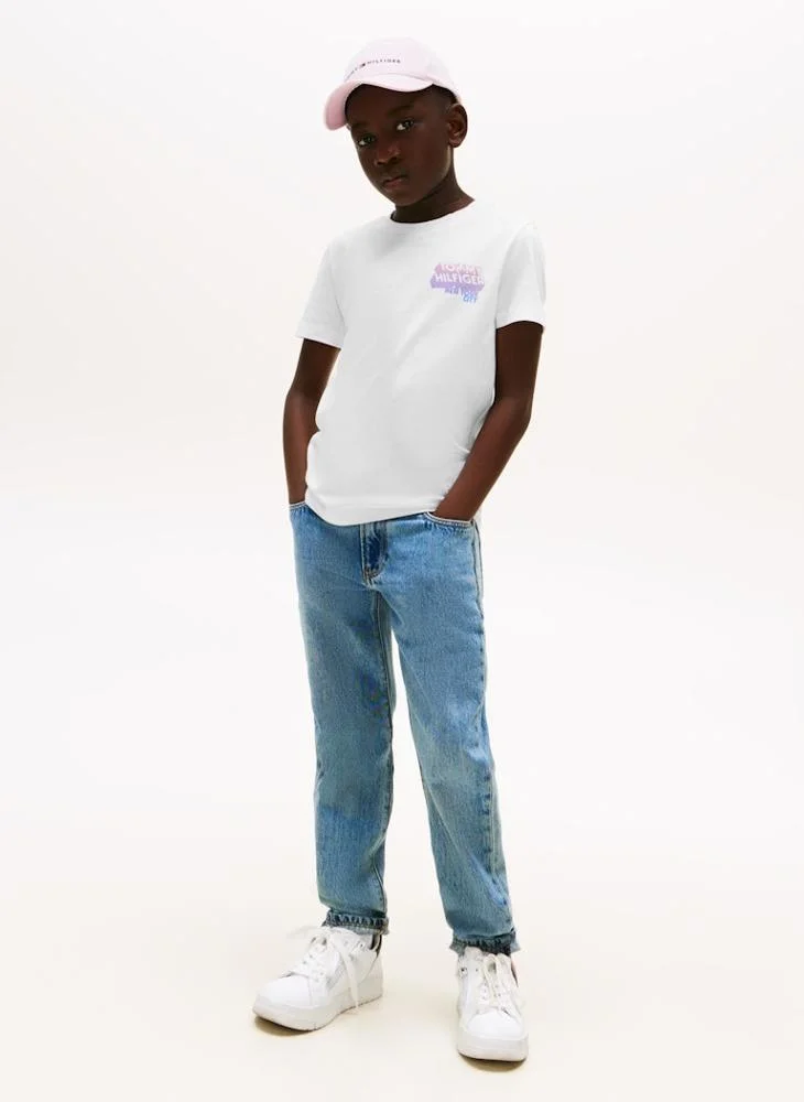 TOMMY HILFIGER Kids Grafitti Raised Crew Neck T-Shirt