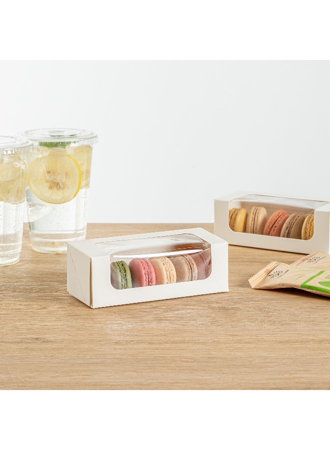 Restaurantware Cafe Vision 13 Ounce Baking Boxes, 200 Clear Window Cake Roll Boxes - Grease-Resistant, Built-In Lid, White Paper Loaf Boxes, For Macarons, Donuts, And Cookies, 6 x 2.5 x 2 Inch - Image 4