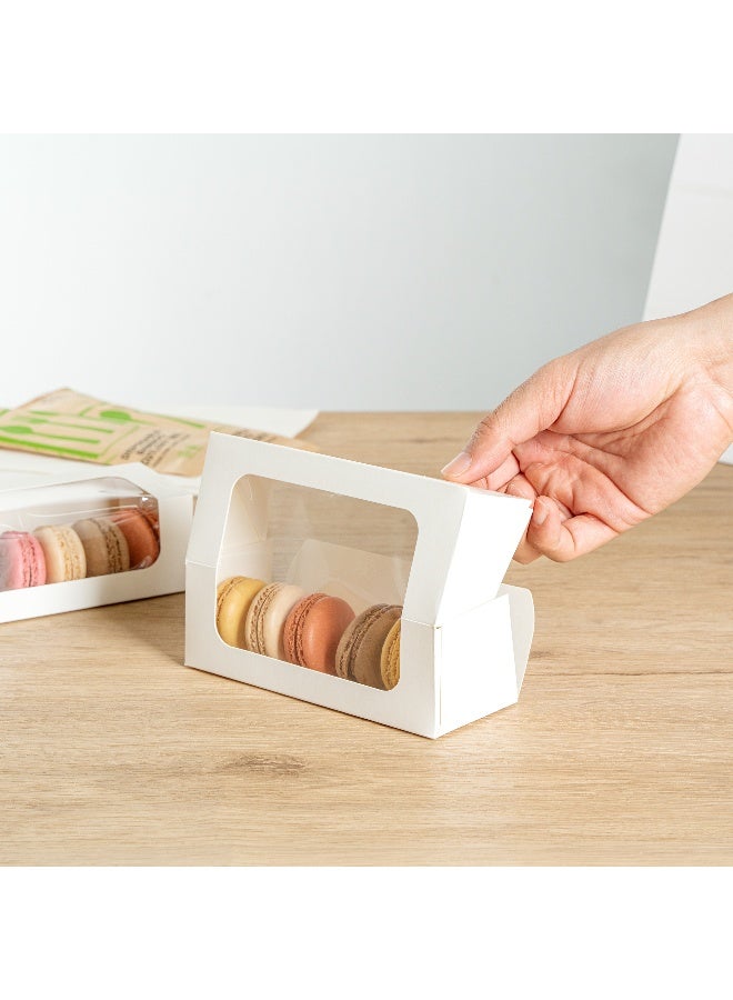 Restaurantware Cafe Vision 13 Ounce Baking Boxes, 200 Clear Window Cake Roll Boxes - Grease-Resistant, Built-In Lid, White Paper Loaf Boxes, For Macarons, Donuts, And Cookies, 6 x 2.5 x 2 Inch - Image 5