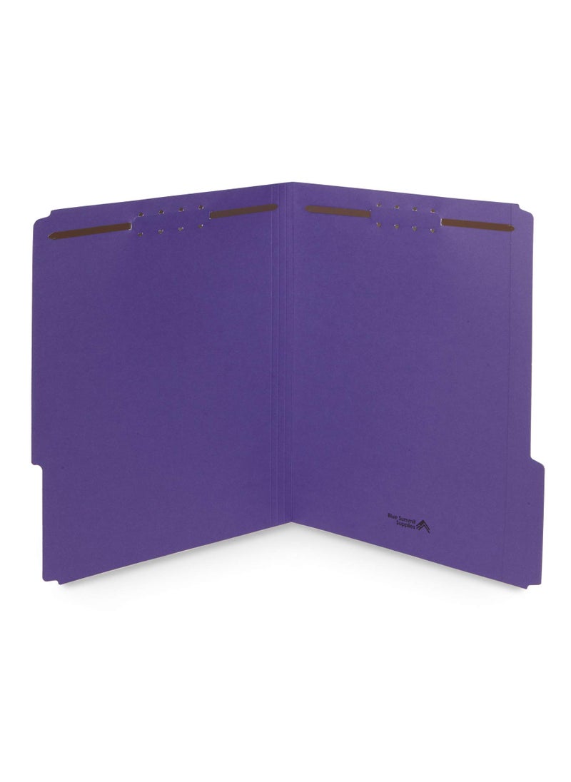 Blue Summit Supplies 50 Purple File Folders with Fasteners, 1/3 Cut Reinforced Tab, Durable 2 Prong Fastener File Folder, Designed to Organize Standard Medical Files, Law Client Files, Office Reports, Letter Size, Purple  - Image 1