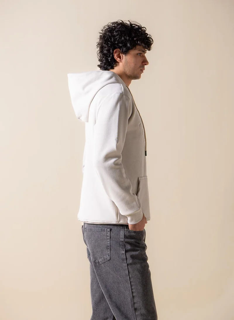 Shapes Beige DETAIL EMBROIDERED HOODIE for Men | Best Price UAE