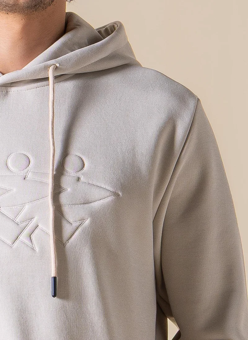 Shapes Beige DETAIL EMBROIDERED HOODIE for Men | Best Price UAE