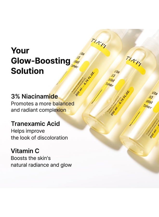 TIA'M تونر رذاذ فيتا B3 من TIAM مع النياسيناميد وحمض الترانكساميك وفيتامين C لجميع أنواع البشرة، رذاذ للوجه يرطب وينعش ويضيء، 6.76 أونصة سائلة / 200 مل - Image 5