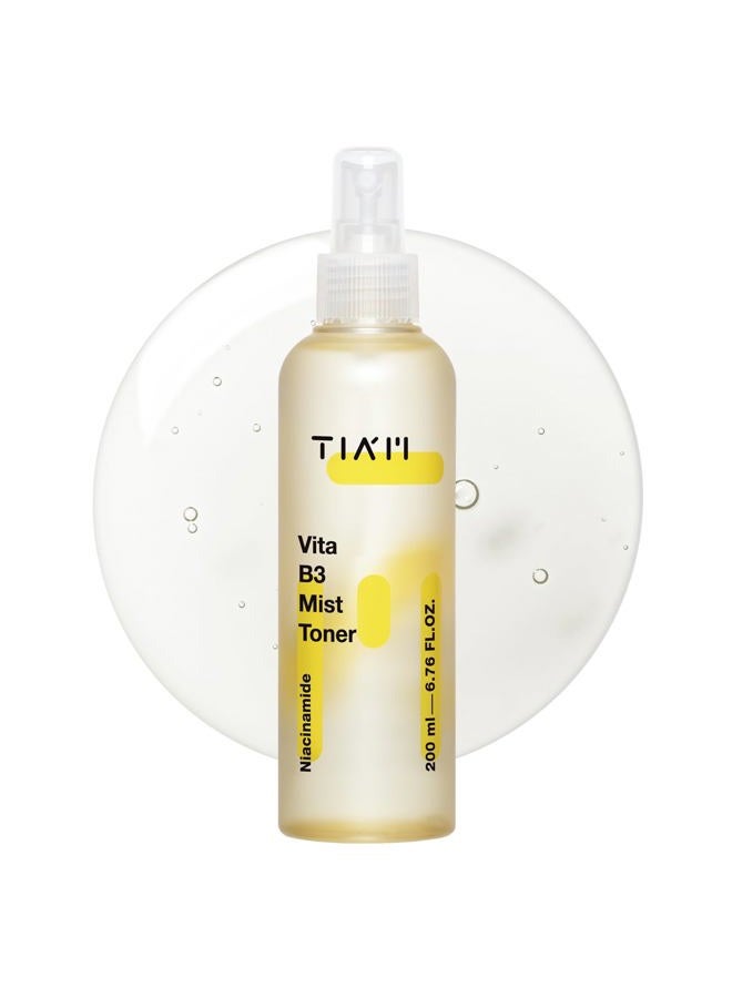 TIA'M تونر رذاذ فيتا B3 من TIAM مع النياسيناميد وحمض الترانكساميك وفيتامين C لجميع أنواع البشرة، رذاذ للوجه يرطب وينعش ويضيء، 6.76 أونصة سائلة / 200 مل - Image 1