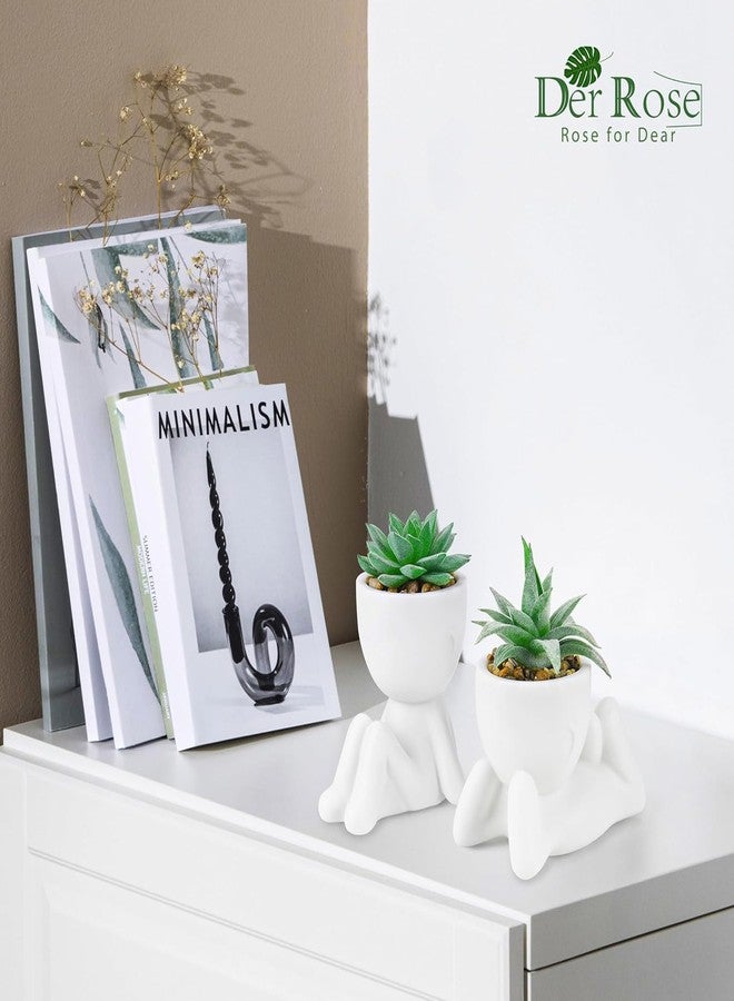 Der Rose 2 Packs Fake Plants Artificial Succulent Plants for Home Bathroom Living Room Office Decor Indoor - Image 2