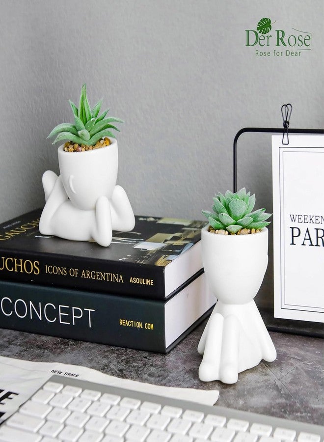 Der Rose 2 Packs Fake Plants Artificial Succulent Plants for Home Bathroom Living Room Office Decor Indoor - Image 4