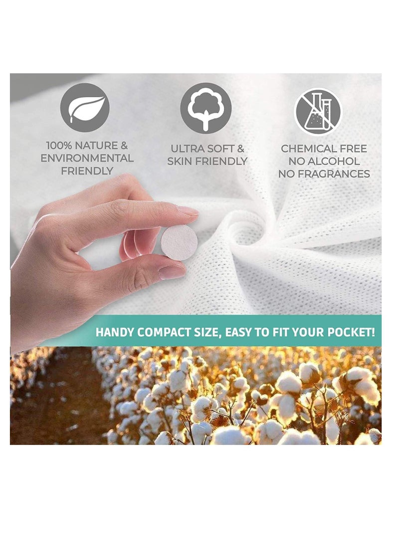 KASTWAVE Mini Compressed Towel 100pcs, Disposable Face Compressed Towels, Compressed Towels for Camping, Soft Hand Wipe, Portable Compressed Cotton Coin Tissue Towel for Travel/Home/Outdoor Activities - Image 5