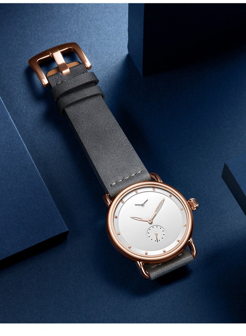 أونولا ساعة كوارتز رجالية بسيطة وأنيقة وعملية بسوار جلدي - Image 2