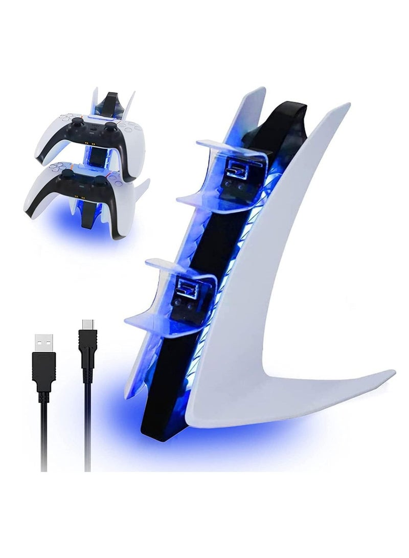 XICEN DualSense PS5 Controller Charger Special Edition, Wireless Controller Charging Station with Dual USB C Ports, Dual USB Fast Charging Dock for Sony Playstation 5 Dualsense Controller, White  - Image 1