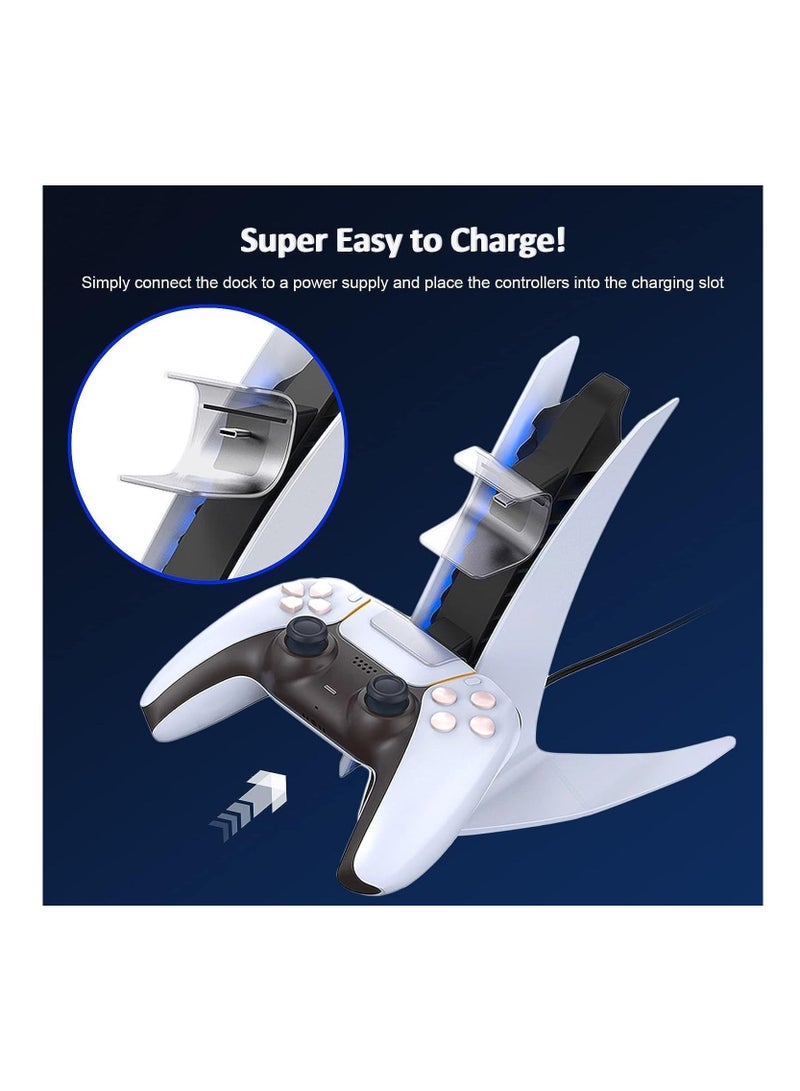 XICEN DualSense PS5 Controller Charger Special Edition, Wireless Controller Charging Station with Dual USB C Ports, Dual USB Fast Charging Dock for Sony Playstation 5 Dualsense Controller, White  - Image 4