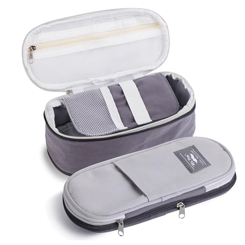 Mr. Pen- Pencil Case Large, Fabric Pencil Pouch Large, Grey, Pen Bag, School Supplies, Pencil Pouch Cute - Image 1