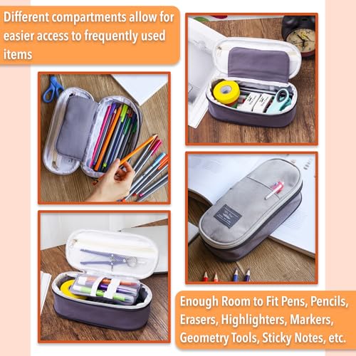 Mr. Pen- Pencil Case Large, Fabric Pencil Pouch Large, Grey, Pen Bag, School Supplies, Pencil Pouch Cute - Image 4