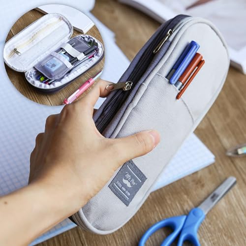 Mr. Pen- Pencil Case Large, Fabric Pencil Pouch Large, Grey, Pen Bag, School Supplies, Pencil Pouch Cute - Image 5
