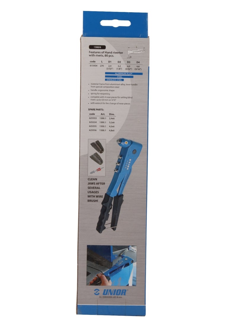 Unior - Unior 615454-1300/6 Hand Riveter, 0.2cm, 0.3cm, 0.4cm - Image 1