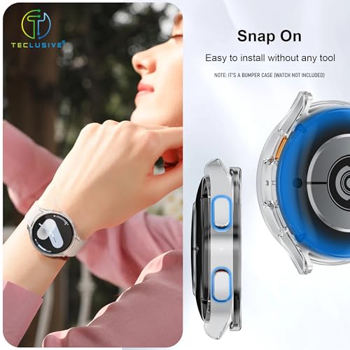 T Teclusive Protective Slim Bumper Case Compatible for Galaxy Watch 4 44mm | Curved Hard Shell Bumper Side Edge Protection Cover for Watch 4 4.4 cm (Clear, 44mm) - Image 3