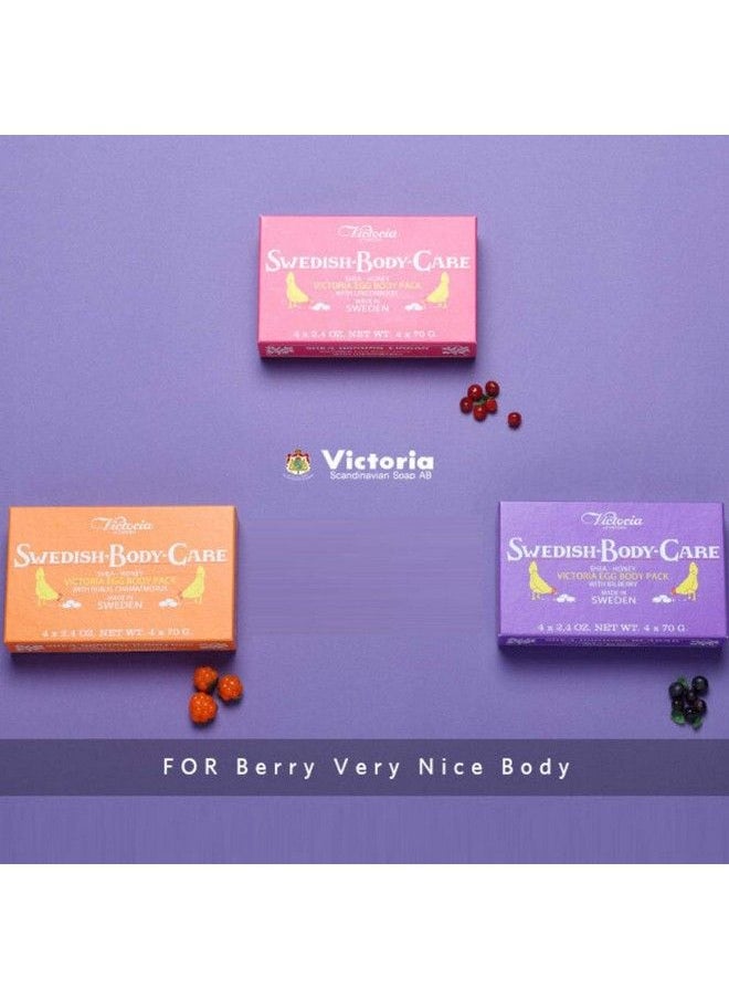 Victoria Soaps of Sweden - Swedish Body Care Shea Butter Soap Honey And Bilberry 4 Ct With Disposable Body Shower Sponge 2 Ct - Image 1