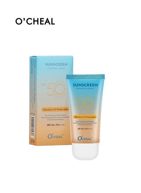 Sunscreen Isolating Cream Effective UV Protection ,Face Sunblock  Non-Sticky Cream Protect SPF50(60g)