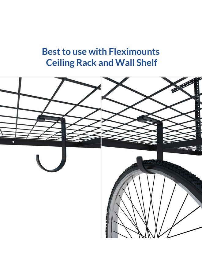 FLEXIMOUNTS 4 Pack Add On Storage Flat Hook Accessory for Garage Ceiling Rack and Wall Shelving, Max Weight Capacity up to 50lbs, Black - Image 4