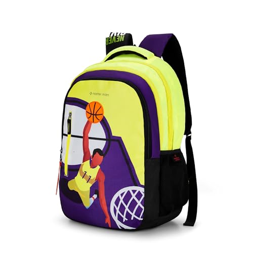 Nasher Miles 45 L Purple Backpack with 3 compartment and rain cover|Basketball theme for Casual,College and School - Image 1