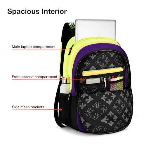 Nasher Miles 45 L Purple Backpack with 3 compartment and rain cover|Basketball theme for Casual,College and School - Image 4