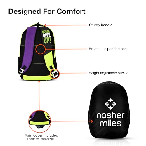 Nasher Miles 45 L Purple Backpack with 3 compartment and rain cover|Basketball theme for Casual,College and School - Image 5