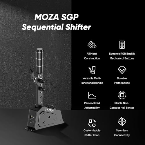 MOZA SGP Sequential Shifter PC USB Racing Similator Joysticks, Versatile Multi-Functional Handle, Non-Contact Hall Sensor, Personalized Adjustability, Dynamic RGB Backlit Mechanical Buttons - Image 2
