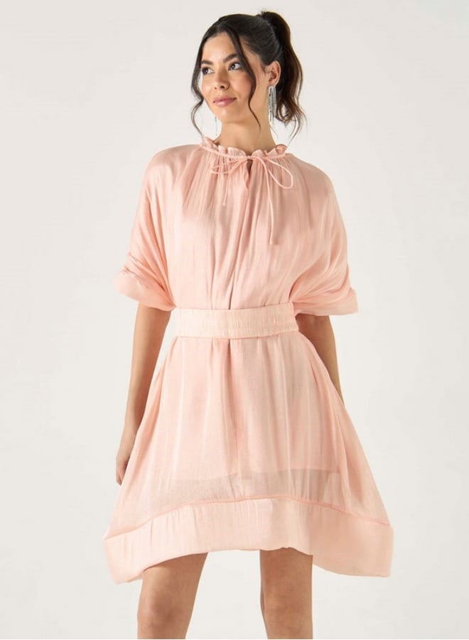 2Xtremz 2Xtremz Solid Skater Dress with Tie-Ups and Extended Sleeves  - Image 2