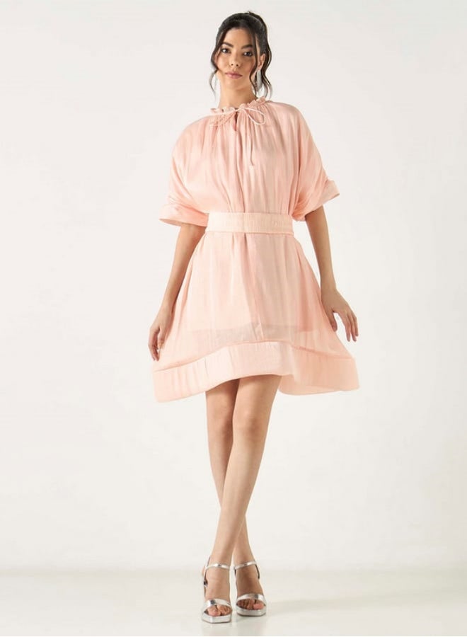 2Xtremz 2Xtremz Solid Skater Dress with Tie-Ups and Extended Sleeves  - Image 3