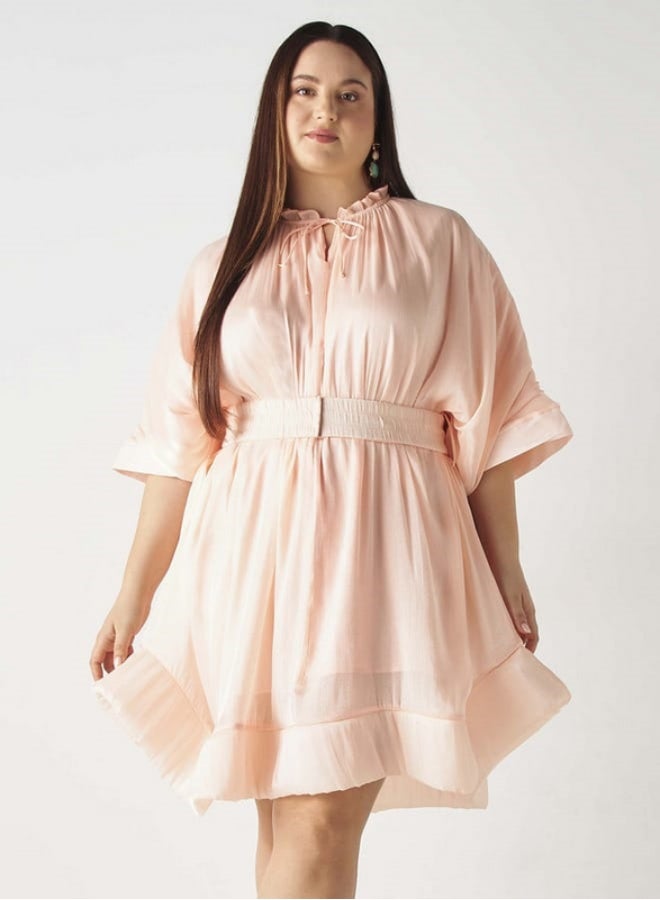 2Xtremz 2Xtremz Solid Skater Dress with Tie-Ups and Extended Sleeves  - Image 4