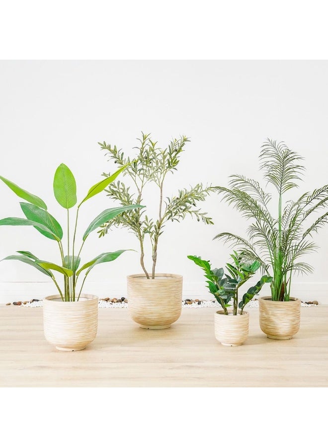 DANUBE HOME وعاء من الطين الليفي بتصميم من الخيزران لزراعة النباتات في الهواء الطلق | أواني زينة للحديقة المنزلية 37x37x34 سم - بيج 231202708940 - Image 5