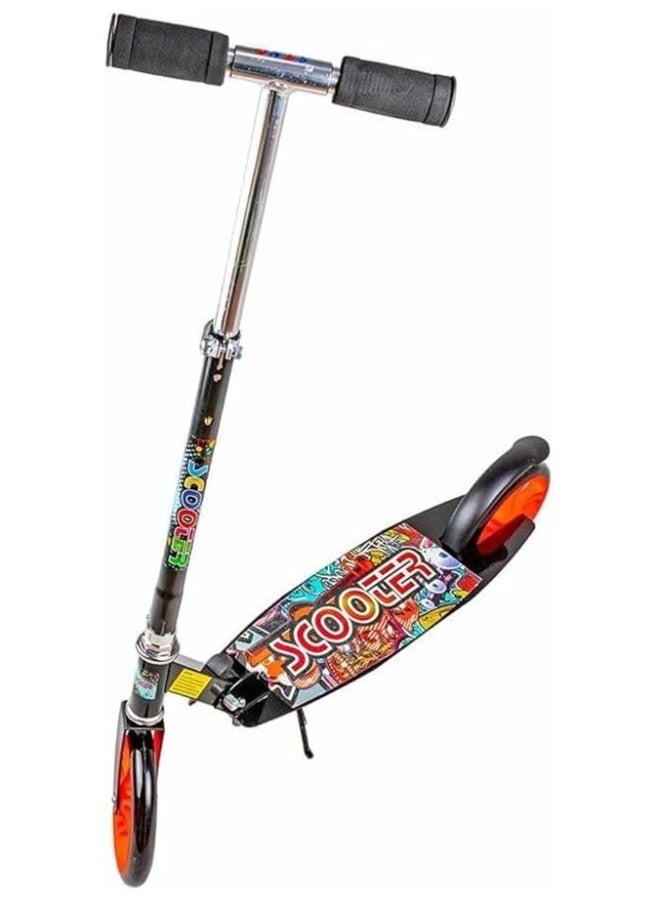 Generic Foldable Aluminum Hand and Metal Body 3B Wheels Black Scooter 