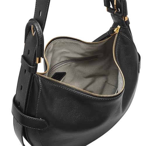 Fossil Women's Harwell Leather Hobo Purse Handbag, Black (Model: ZB1847001) - Image 2