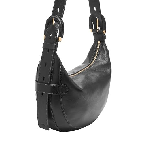 Fossil Women's Harwell Leather Hobo Purse Handbag, Black (Model: ZB1847001) - Image 4