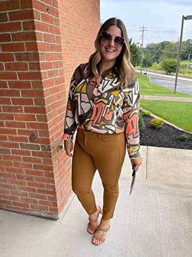 BIG DART Blouses for Women Fashion, Casual Long Sleeve Button Down Shirts Tops, XS-3XL (Khaki Green, Small) - Image 3