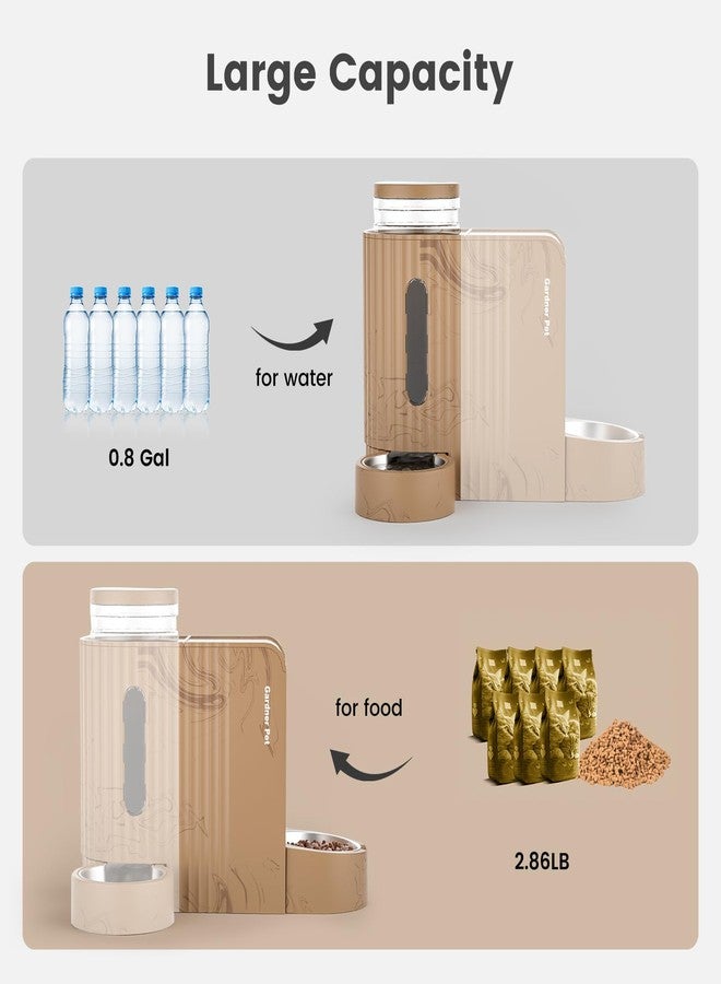 Gardner Pet Gravity Automatic 2-in-1 Pet Feeder, 0.8 Gallons*2 Cat Feeder and Water Dispenser Set, 100% BPA-Free and Stainless Steel Water Bowl for Dogs, Cats, Rabbits, Puppies (Light Woodgrain) - Image 4