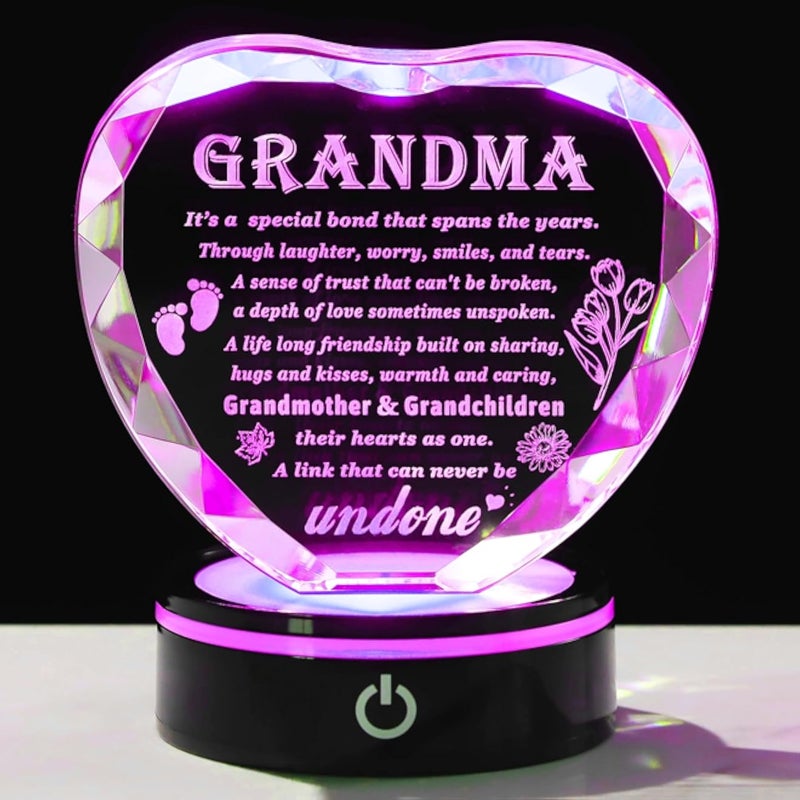 هدايا تشيانوي للجدة على شكل قلب كريستالي بقاعدة ملونة، أفضل هدايا الجدة من الحفيدة والحفيد، هدايا الجدة الكبرى لأعياد الميلاد وعيد الأم وعيد الحب وعيد الميلاد