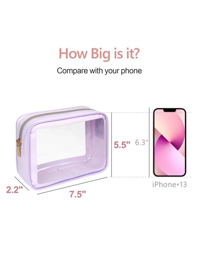 Packism Tsa Approved Toiletry Bag - Amazing Color-Edged Clear Makeup Bag, 3 Pack In Spacious Space, Reusable Clear Toiletry Bags With Great Value, Purple - Image 4