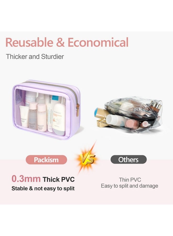 Packism Tsa Approved Toiletry Bag - Amazing Color-Edged Clear Makeup Bag, 3 Pack In Spacious Space, Reusable Clear Toiletry Bags With Great Value, Purple - Image 5