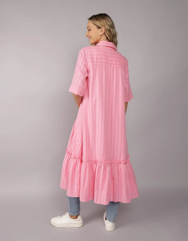 American Eagle AE Ruffle Shirt Midi Dress